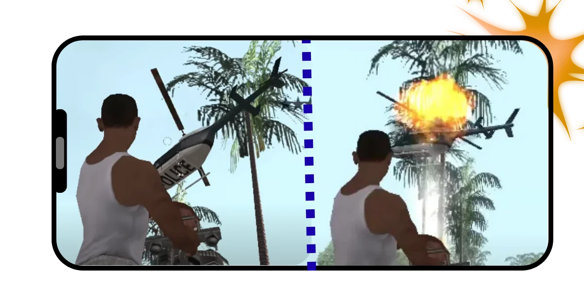 GTA Mzansi APK 16 Picture of a man blowing up a helicopter with a machine gun