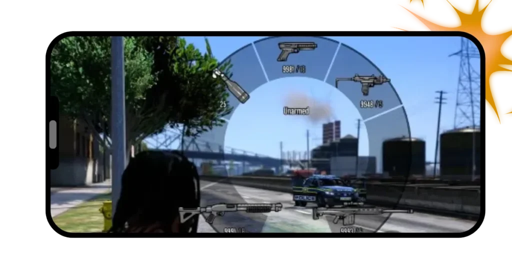 GTA Mzansi APK 12 Picture showing multiple weapons in the game