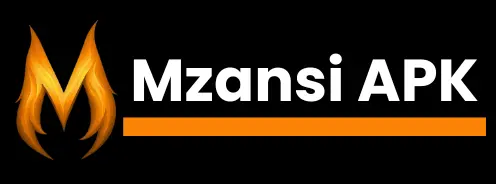 The site logo consists of M-shaped flame and the text "Mzansi APK" with a line below